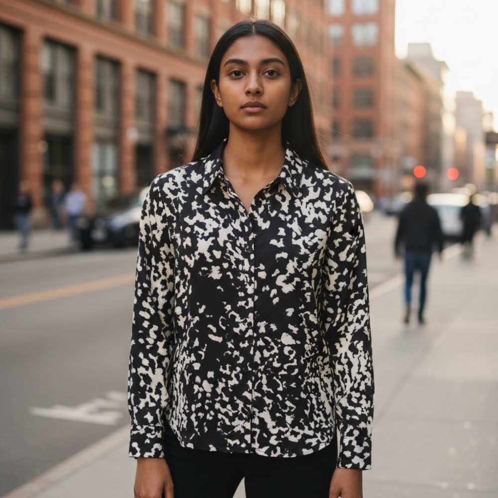 Banana Republic Monochrome Abstract Blouse